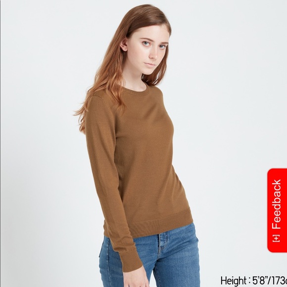 Uniqlo Brown Merino Wool Crew Neck Sweater - Picture 5 of 8